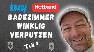 Ich regel das Bad  Badezimmer winklig verputzen mit Rotband Pro  Teil 4 Letzte WandEndergebnis [upl. by Kloman]