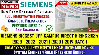 Siemens OFF Campus Drive 2024  Siemens Freshers Hiring 20232019 Batch System Engineer Salary 5 LPA [upl. by Ained]