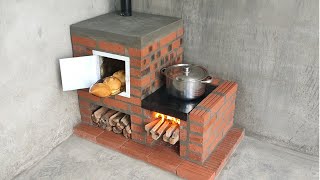 Make a new wood stove and oven  From red bricks and cement [upl. by Eytteb]