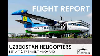 Uzbekistan Helicopters part of Uzbekistan Airways LET L410 Tashkent TAS  Kokand OQN [upl. by Olra]