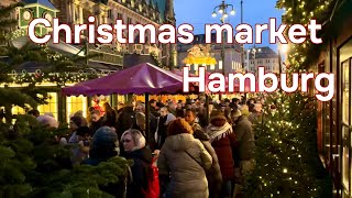 Christmas market at Rathaus Hamburg Walking starting from Neuer Wall [upl. by Zobkiw]