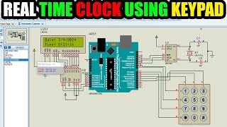 how to make and set a real time clock using keypad ds1302 and Arduino on proteus [upl. by Eilime]