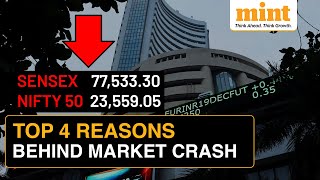 Sensex Plummets 1000 Points Nifty 50 Drops By 324  Top 4 Reasons Behind Market Crash  Details [upl. by Saddler772]