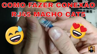 Como fazer Conexão RJ45 macho com conector e cabo CAT5 da FURUKAWA [upl. by Yorled]