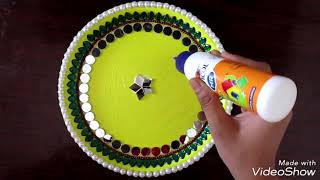 Plate decoration ideas for navratri diwali  karwa chauth easy and quick plate decoration idea [upl. by Dlareg]