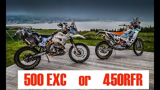 KTM 500 EXC vs KTM 450RFR [upl. by Eceinehs]