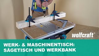 Werk amp Maschinentisch MASTER cut 1500  Sägetisch und Werkbank in einem  wolfcraft [upl. by Ayit]