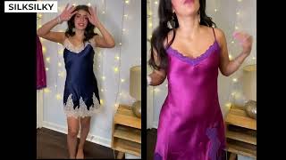 Silk Nightgowns Try On Haul  SILKSILKY [upl. by Diane-Marie]