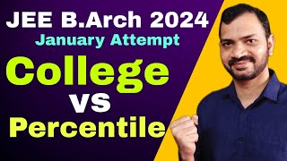 Jee B arch 2024 quotColleges vs Percentilequot on basis of January Attempt Result [upl. by Pokorny]