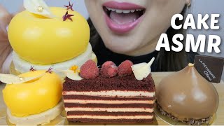 ASMR Mini CAKES Mango Mousse Red Velvet and Caramel Chocolate Mousse cake NO TALKING FOOD Sounds [upl. by Golightly]