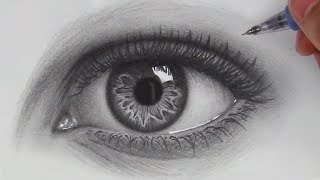 How to Draw Hyper Realistic Eyes  Step by Step [upl. by Nailij824]