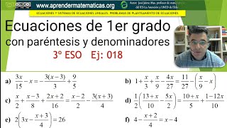 Ecuaciones de primer grado con denominadores 3 eso 03 018 José Jaime Mas [upl. by Auqenahs]