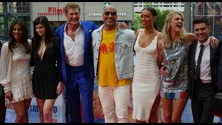 quotBaywatchquot Europa Premiere in Berlin mit David Hasselhoff und Dwayne Johnson 4K UHD [upl. by Aisatsanna]