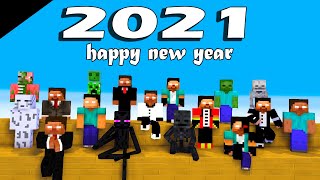 HAPPY NEW YEAR 2021  HEROBRINE BROTHERS AND MONSTER SCHOOL [upl. by Corene537]