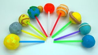 Lollipops Planets and Sun with Glitter Play Doh  123 Numbers Count [upl. by Keri475]