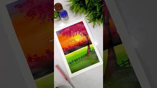 Painting Easiect landscapes 🌆🌄🌆landscape like colors shorts youtubeshorts share subscribe yt [upl. by Torosian]