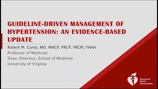 GuidelineDriven Management of Hypertension An EvidenceBased Update Webinar [upl. by Wenz245]