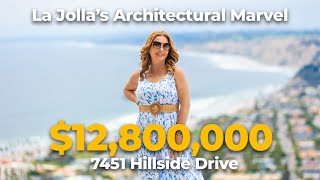 MODERN MASTERPIECE with Panoramic Ocean Views in La Jolla  FULL TOUR  7451 Hillside Drive [upl. by Hanahsuar]