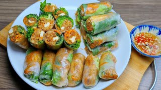 BÌ CUỐN CHAY  bì cuốn rau củ chấm nước mắm chua ngọt món chay ngon dễ làm tại nhà  TÚLÊMIỀNTÂY [upl. by Coshow]