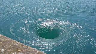 Real large vortex  whirlpool at SaintMalo Barrage de la Rance [upl. by Heilman]