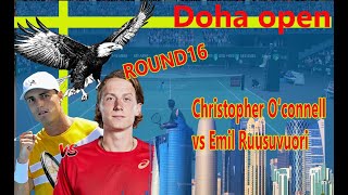 Christopher Oconnell vs Emil Ruusuvuori 🏆 ⚽ Doha Open 02212024 🎮 gameplay AO 2 [upl. by Gannes]