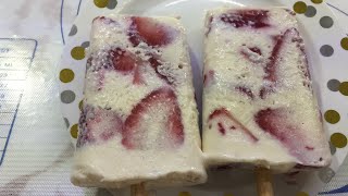 Paletas de fresas con crema estilo la michoacana [upl. by Ihculo]