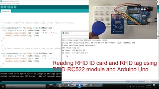 Simple RFID tag and cad reading using RFID RC522 scanner and Arduino Uno [upl. by Ayekam15]