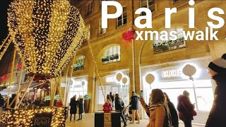 🇨🇵 Paris  Christmas evening walk 4k love paris france [upl. by Ragnar]