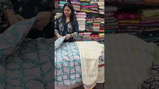 cotton hand block printing sarees gopikabykavi mulcottonsaree boutiquecollections cottonsaree [upl. by Ynnatirb943]