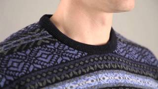 Hawick Knitwear Mens 100 Lambswool Fairisle Crew Neck Pullover [upl. by Eirahcaz46]