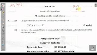 CSEC CXC Maths Past Paper 2 Question 1a January 2013 Exam Solutions ACT Math SAT Math [upl. by Beverly106]