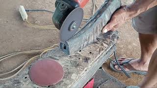 This man forged a rotary blade into a sharp machete with a handle and buffalo horn frame metal [upl. by Hardden]