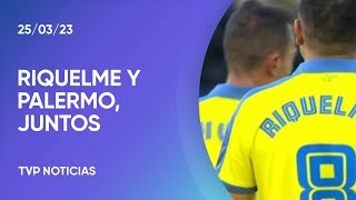 Los ídolos xeneizes Riquelme y Palermo volvieron a compartir cancha [upl. by Drehcir]