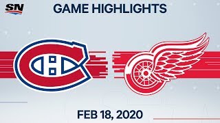 NHL Highlights  Canadiens vs Red Wings – Feb 18 2020 [upl. by Nylaehs]