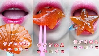 ASMR eating jelly rainbow Pink🌷🌸🍓🍭🌈 [upl. by Marilou]