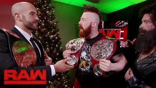 Cesaro amp Sheamus receive their new Raw Tag Team Titles Raw Dec 19 2016 [upl. by Dwain]