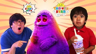 Ryans World amp Kaji Dad Try the Grimace Shake Challenge in Real Life  Tag with Ryan Update [upl. by Dusa556]