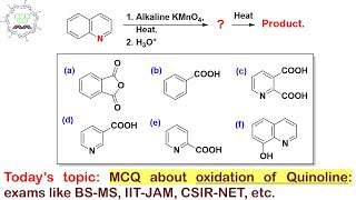 MCQ about oxidation of Quinoline followed by decarboxylation For exams like CSIRNET GATE BSMS [upl. by Oicnerual]