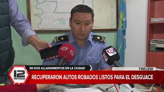 TRELEW  Recuperaron autos robados listos para el desguace en dos allanamientos policiales [upl. by Russon]