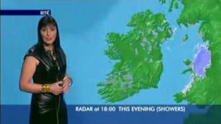 Jean Byrne RTE Weather Black Leather Dress 29042010 [upl. by Kobi]