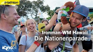 Die Nationenparade vor dem Ironman Hawaii Legenden und Legacy – und ein Maskottchen namens Frodo [upl. by Boycie375]