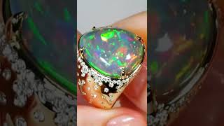 Indonesian Black Opal Ring by Kat Florence highendjewelry designerjewelry diamond gemstone [upl. by Ahsikin577]