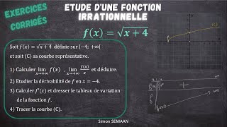 Etudier les variations dune fonction IRRATIONNELLE  Exercice Corrigé [upl. by Orlina42]