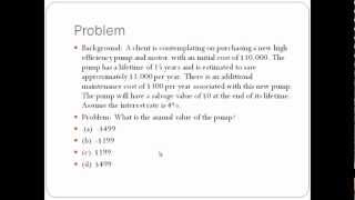 Mechanical PE Sample Exam Question 2 Engineering Economics [upl. by Tymes]