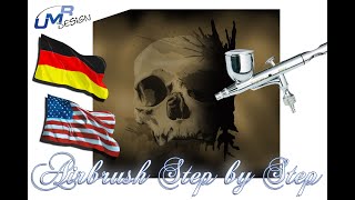 Airbrush Tutorial Stencil AS014 quotReaperquot UMRDesign EnglishDeutsch [upl. by Gnes]