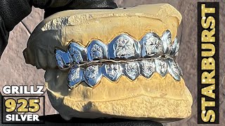 Sterling Silver Starburst Custom Teeth Grillz Set [upl. by Ecnal]