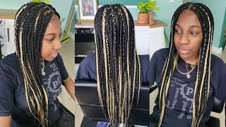 KNOTLESS BRAIDS TUTORIAL  Color Blend And Highlights [upl. by Fairfax599]