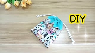 2 sewing ideas Super cute drawstring bag How to make a drawstring bag Teach how to sew step by step [upl. by Alison]