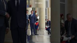 Guardsman collapses as Macron greets Madagascar’s Rajoelina [upl. by Annaujat]