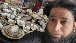 Shadi ka saman Crockery shop Hyderabad Syed Amjad 111pc New Golden Dinner Set 9247237761 subscribe [upl. by Eilrahs853]